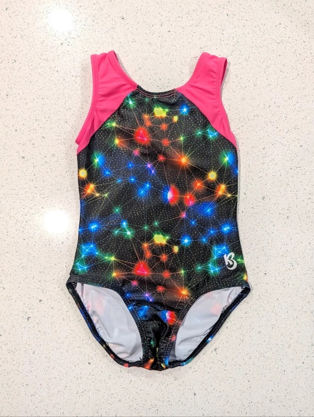 GREAT KBEE Child 8 Medium Gymnastics Dance Leotard NEON Rainbow FIREWORKS Galaxy